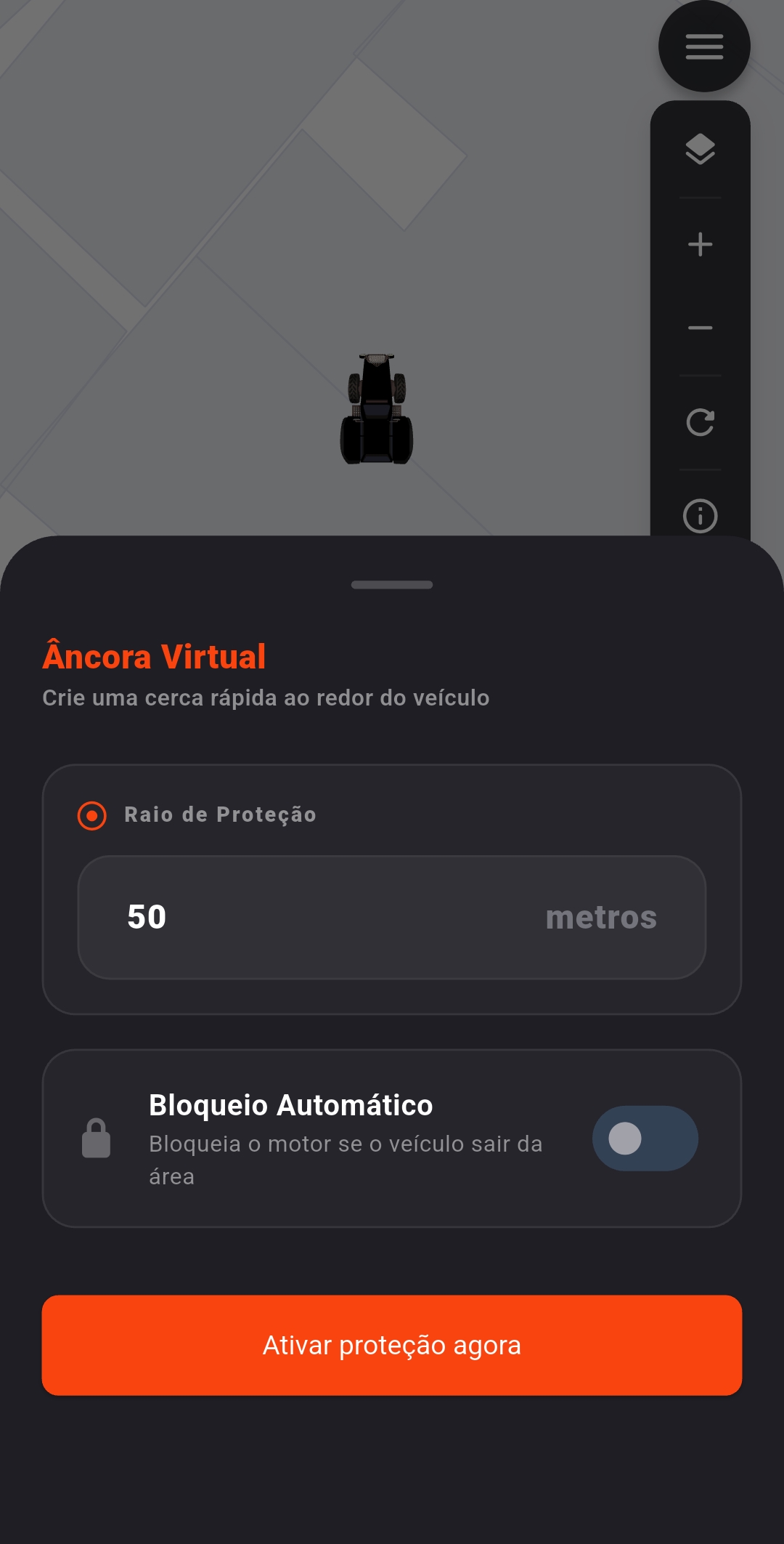 Painel de controle da plataforma